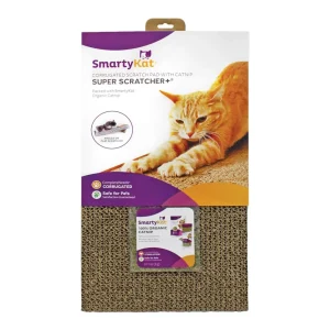 SmartyKat Super Scratcher+ Double Wide Corrugated Cat Scratcher with Organic Catnip, Brown
