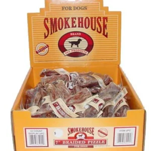 Smokehouse USA Made Braided Pizzle Dog Treats 7 in, 32 ct