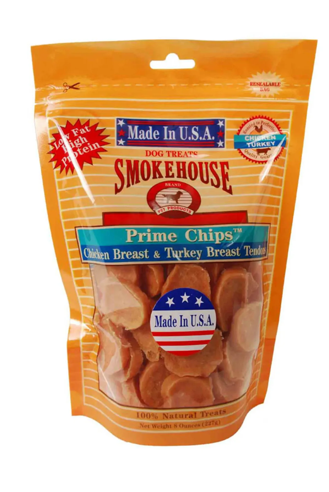 Smokehouse USA Made Prime Chips Dog Treat Chicken & Turkey, 8 oz