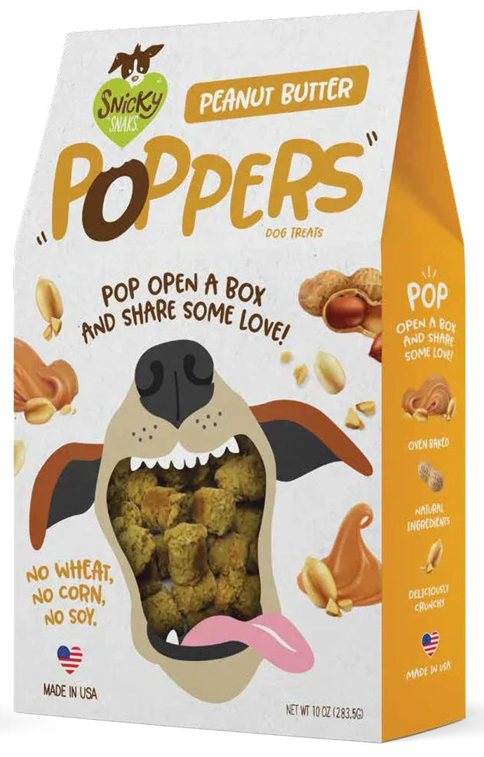 Snicky Snak Poppers Dog Treat Peanut Butter 10 oz
