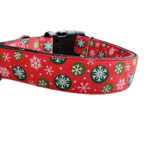 Snowflake Polka Dots Nylon Dog Collar