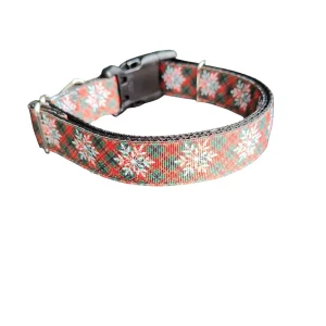 Snowflake Tartan Plaid Nylon Dog Collar