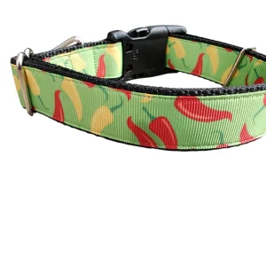 Spicy Colored Peppers Nylon Dog Collar