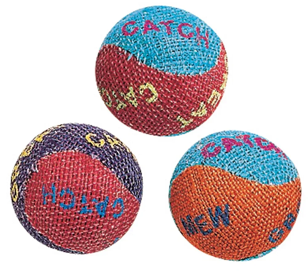 Spot Burlap Ball Catnip Cat Toy Assorted, 1.5 in 3 ct