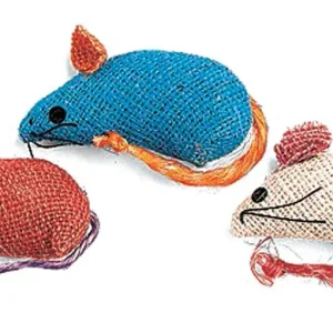 Spot Burlap Mice Catnip Cat Toy Assorted, 3 in 3 ct
