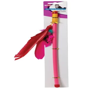 Spot Feather Dangler Teaser Wand Cat Toy Multi-Color, 18 in