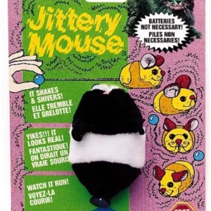 Spot Jittery Mouse Plush Cat Toy Gray, White, 3 in
