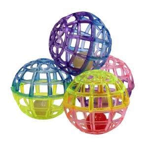 Spot Lattice Ball with Bell Cat Toy Multi-Color 4 ct