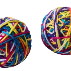 Spot Sew Much Fun Yarn Ball Cat Toy Multi, 2.5 in 2 ct