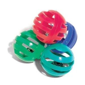 Spot Slotted Ball Cat Toy Multi-Color 4 ct