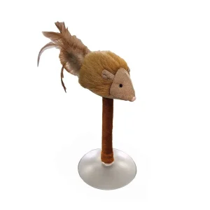 Spot Squeakeeez Mouse On Suction Cup Cat Toy Tan-Brown 7 in