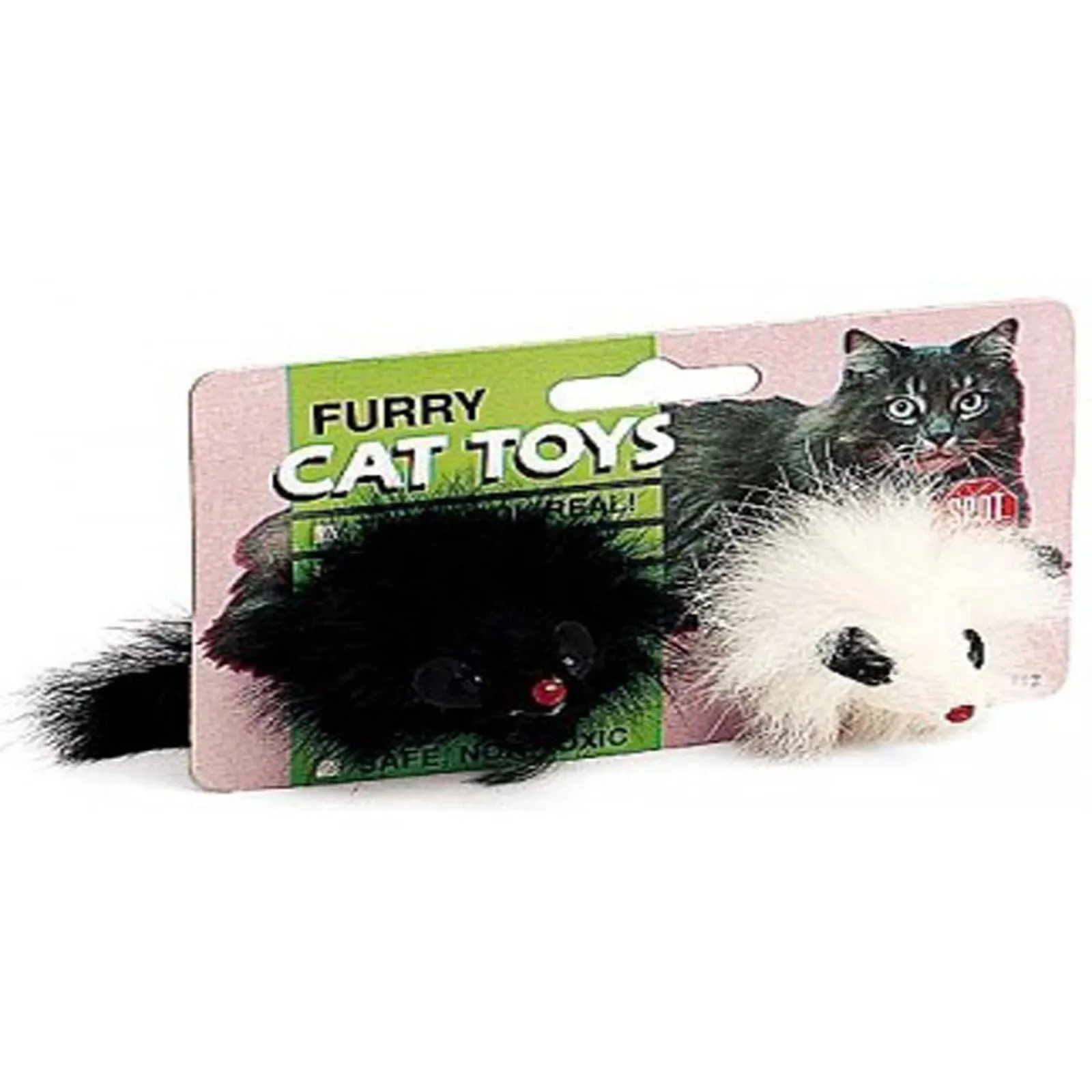 Spot Twin Plush Mice Rattle and Catnip Cat Toy Black, White, 4.5 in 2 ct