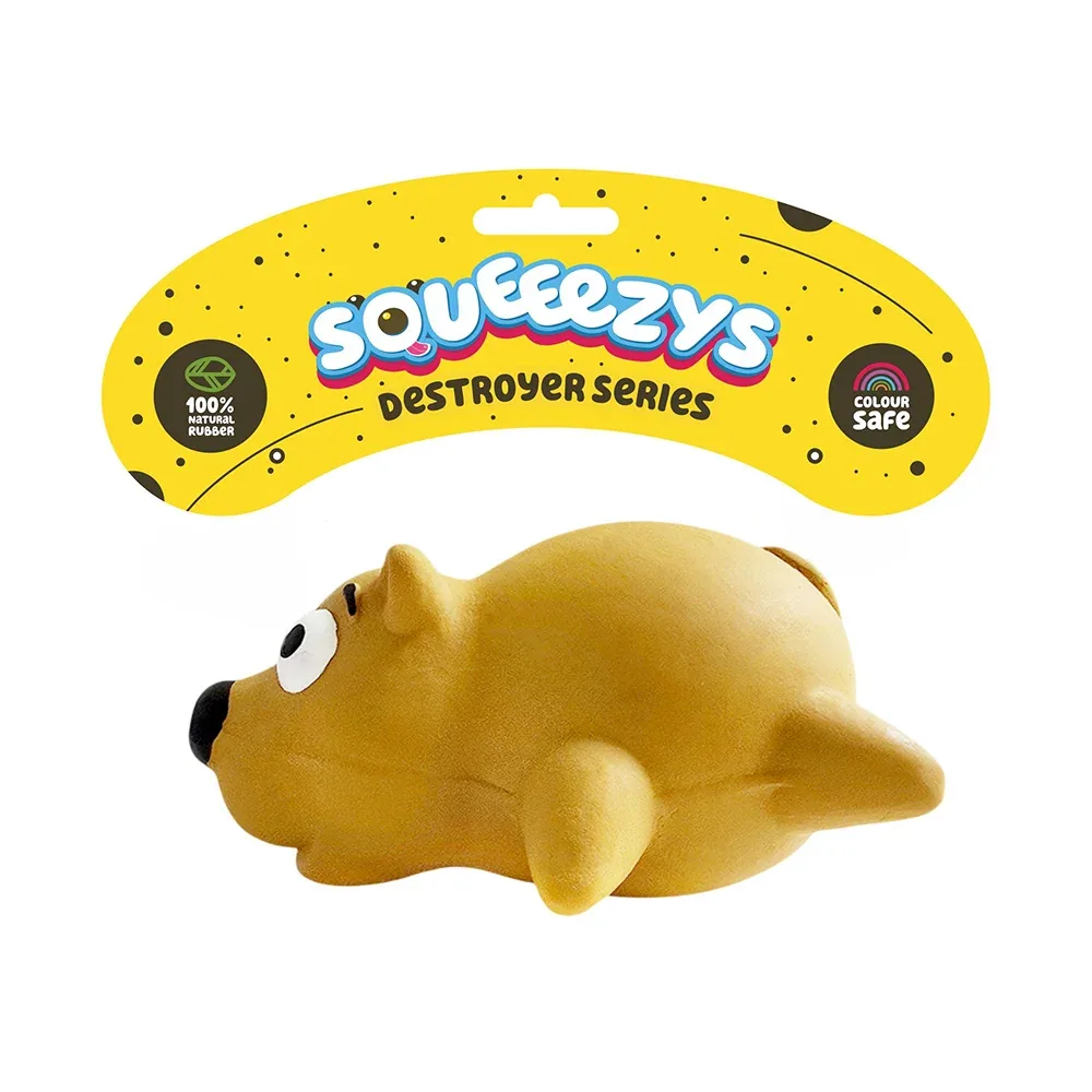 Squeeezys Latex Little Bear Squeaky Chew Toy for Dogs (Brown)