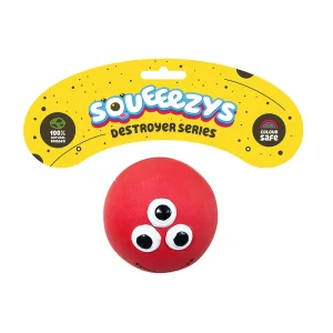 Squeeezys Latex Monster Ball Chew Toy for Dogs (Red)