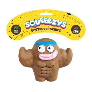 Squeeezys Latex Monster Squeaky Chew Toy for Dogs (Brown)