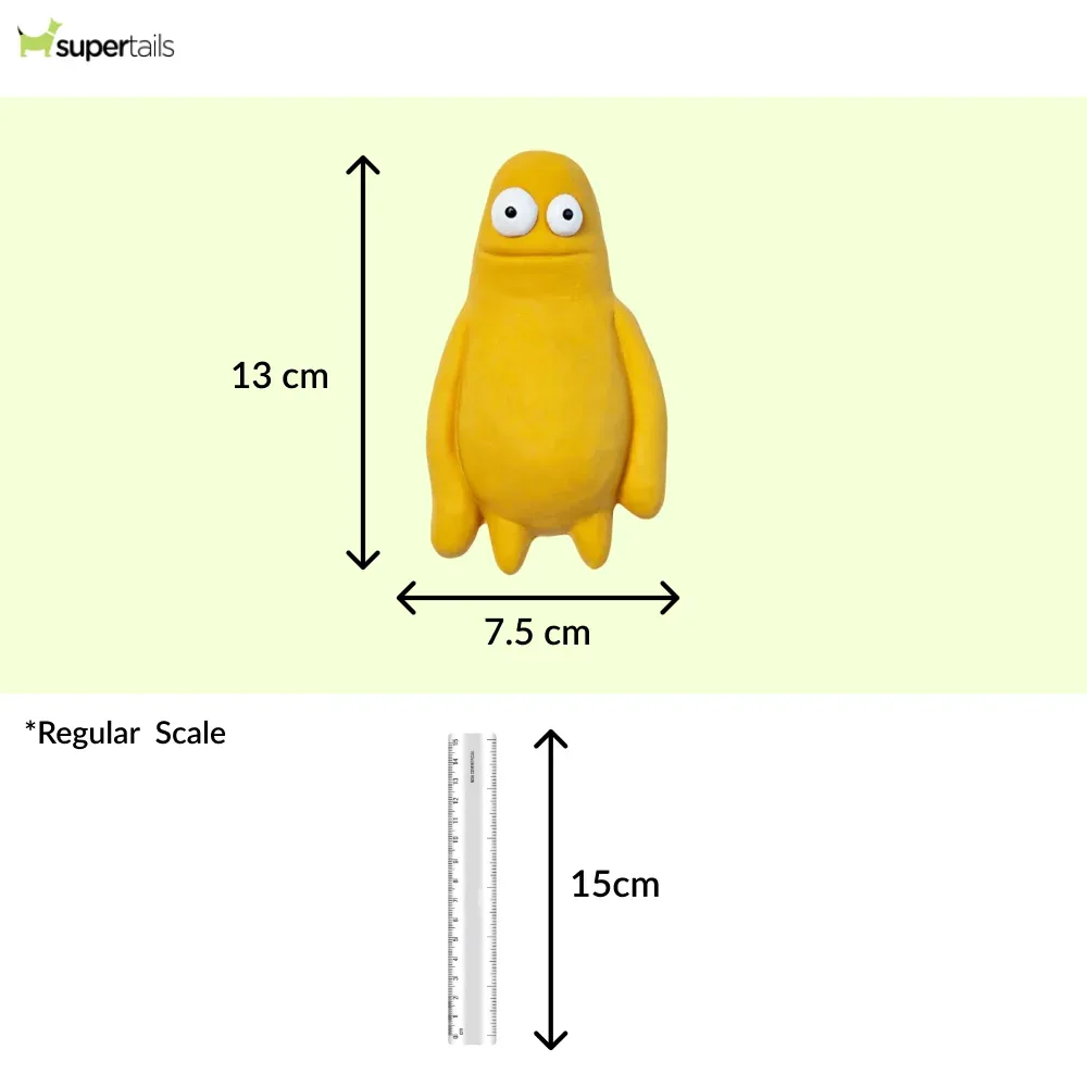 Squeeezys Latex Monster Squeaky Chew Toy for Dogs (Yellow) - Image 2