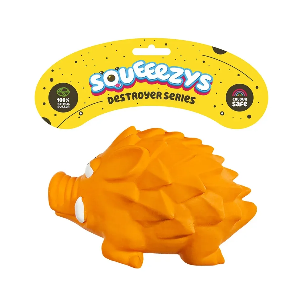 Squeeezys Latex Warthog Squeaky Chew Toy for Dogs (Orange)