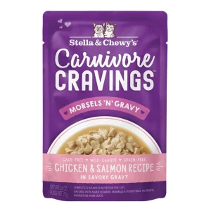 Stella & Chewy's Carnivore Cravings Morsels 'N' Gravy Chicken & Salmon Wet Cat Food, 2.8 oz each, Case of 24