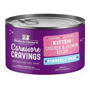 Stella & Chewy's Carnivore Cravings Purrfect Pate Kitten Wet Cat Food - Chicken & Salmon, 5.2 oz each, Case of 24