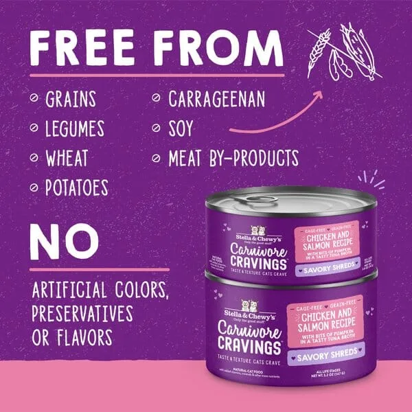 Stella & Chewy's Carnivore Cravings Shredded Chicken Salmon Canned Cat Food - 5.2 Oz - Case of 24 - Image 2