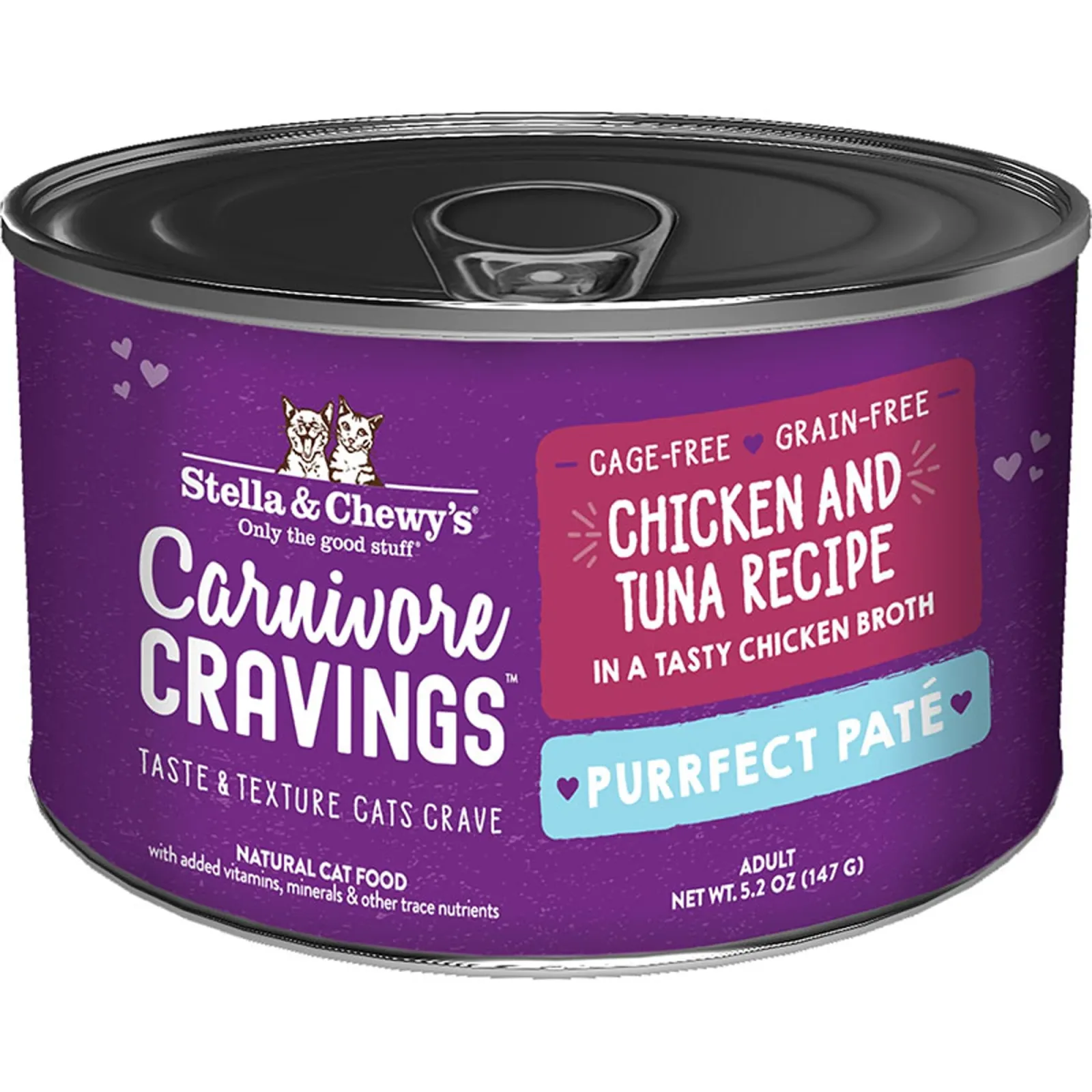 Stella & Chewy's Cat Carnivore Cravings Pate Chicken and Tuna, 5.2 oz each, Case of 24