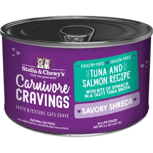 Stella & Chewy's Cat Carnivore Cravings Shred Tuna and Salmon, 5.2 oz each, Case of 24