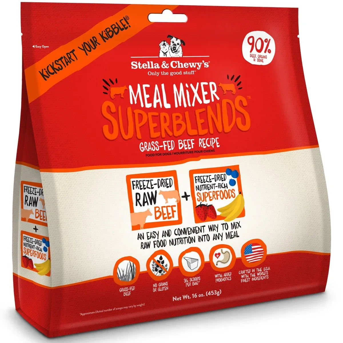 Stella & Chewy's Superblend Mixers Beef Freeze-Dried Dog Food - 16 Oz