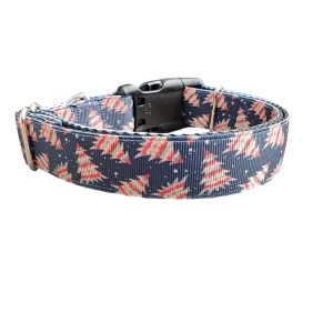 Striped Trees Christmas Nylon Dog Collar