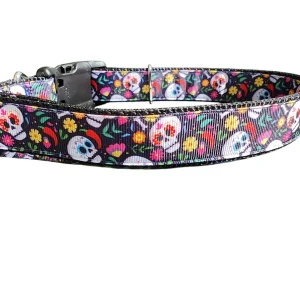 Sugar Skulls Nylon Dog Collar