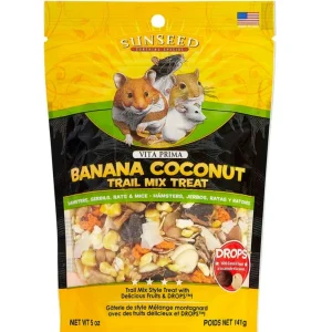 Sun Seed Vita Prima Trail Mix Treat for Hamsters, Gerbils, Rats & Mice Banana Coconut, 5 oz