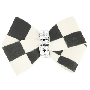 Susan Lanci Designs Windsor Check Nouveau Bow - Crystal Dog Hair Bow