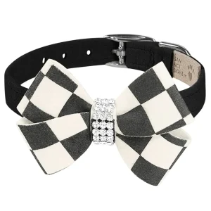 Susan Lanci Designs Windsor Check Nouveau Bow Dog Collar