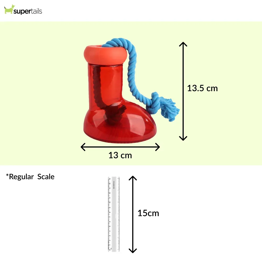 Talking Dog Club Big Boot Rubber and Rope Chew Treat Dispensing Toy for Dogs (Red) - Image 2