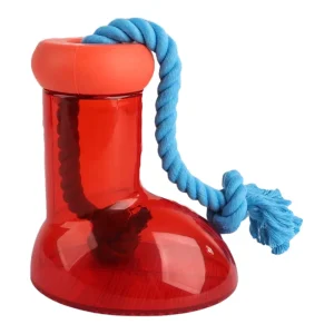 Talking Dog Club Big Boot Rubber and Rope Chew Treat Dispensing Toy for Dogs (Red)