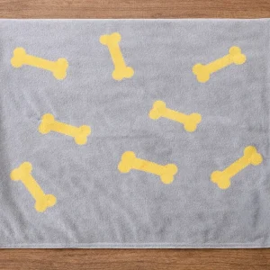 Talking Dog Club Bone Print Viscose Blanket for Dogs (Grey and Yellow Bone)