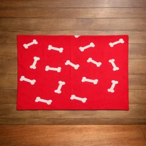 Talking Dog Club Bone Print Viscose Blanket for Dogs (Red and Grey Bone)