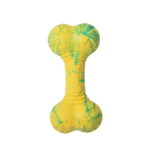 Talking Dog Club Rubber Bone Treat Dispenser Toy for Dogs (Yellow)
