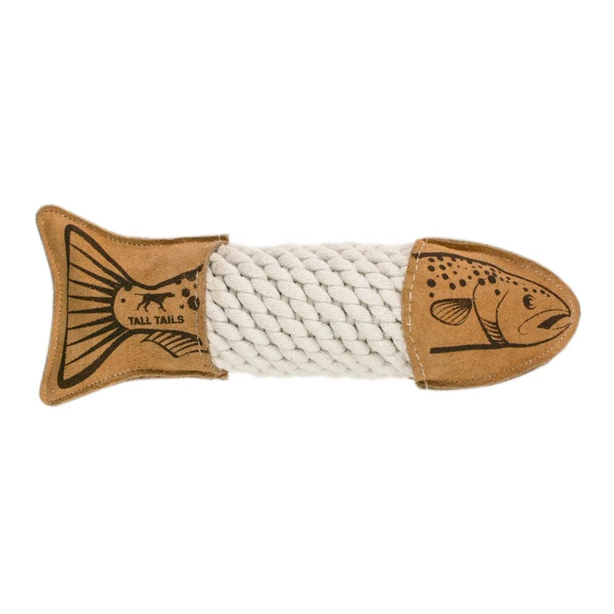 Tall Tails - Natural Leather Trout Rope Tug Dog Toy - Image 2