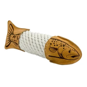 Tall Tails - Natural Leather Trout Rope Tug Dog Toy