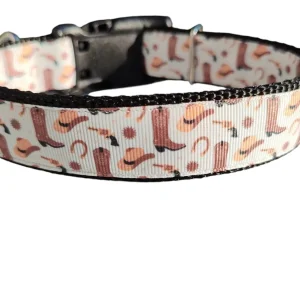Tan Cowboy Western Wear Nylon Dog Collar