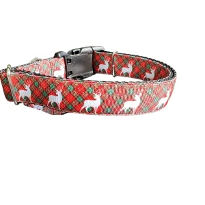Tartan Plaid Deer Nylon Dog Collar