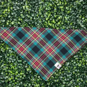 Teal and Red Flannel Bandana