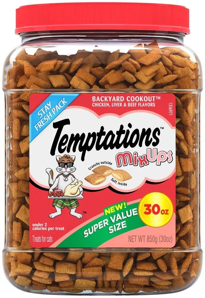 Temptations MixUps Crunchy & Soft Adult Cat Treats Backyard Coookout, 30 oz