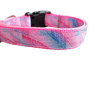 Textured Pink Leaves Nylon Dog Collar
