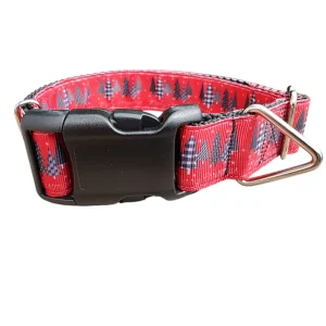 Textured Trees Merry Christmas Nylon Dog Collar