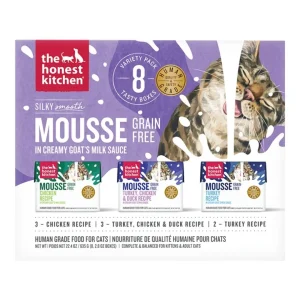 The Honest Kitchen Grain-Free Mousse Cat Food - Turkey, Chicken & Duck with Goat's Milk (Variety), 2.8 oz each, Case of 8