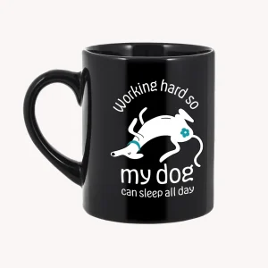thePack Working Hard for My Dog Ceramic Coffee Mug (Black)