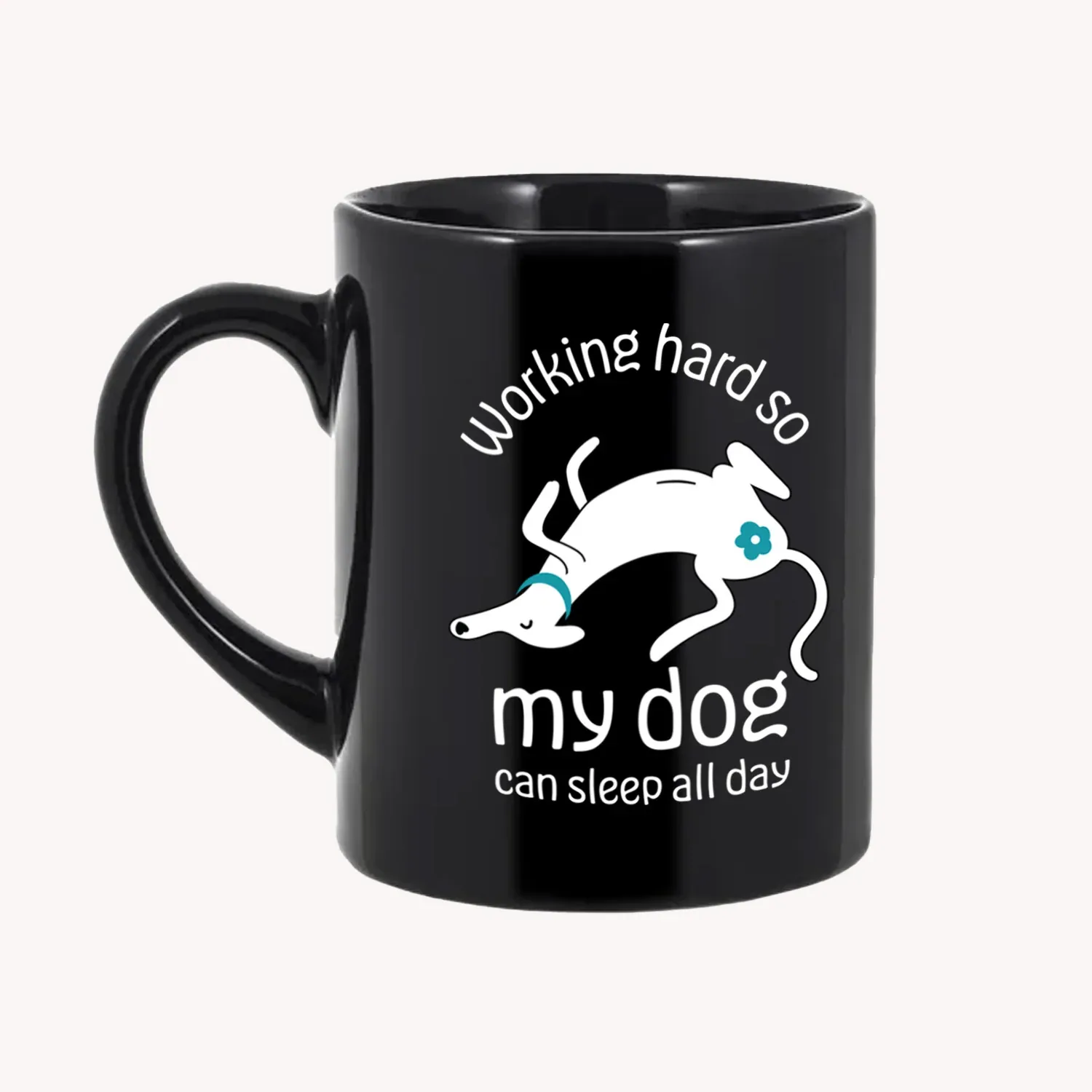 thePack Working Hard for My Dog Ceramic Coffee Mug (Black)