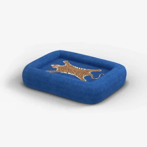 Tiger Blue Woven Bolster Pet Bed by Jonathan Adler | Pet Bed Cover + Insert | Small | Ruggable