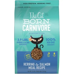 Tiki Cat Born Carnivore Grain-Free Dry Cat Food, Herring & Salmon, 5.6 lb